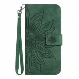 Δερματινη Θηκη Realme C75 Λουράκι Με Στάμπα Ηλίανθου