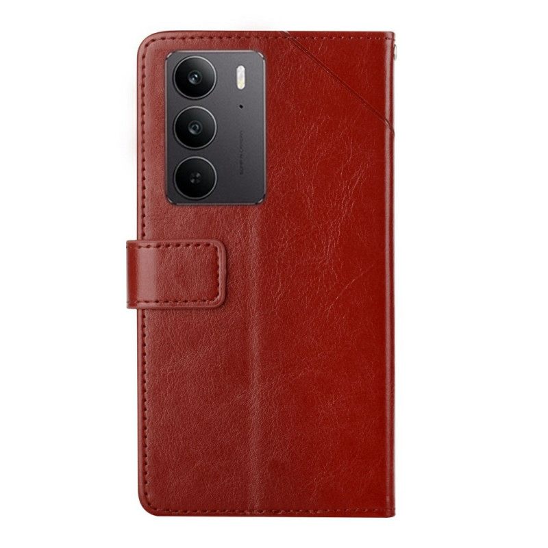 Δερματινη Θηκη Realme C75 Λουράκι Σε Σχήμα Y Σιλικόνης