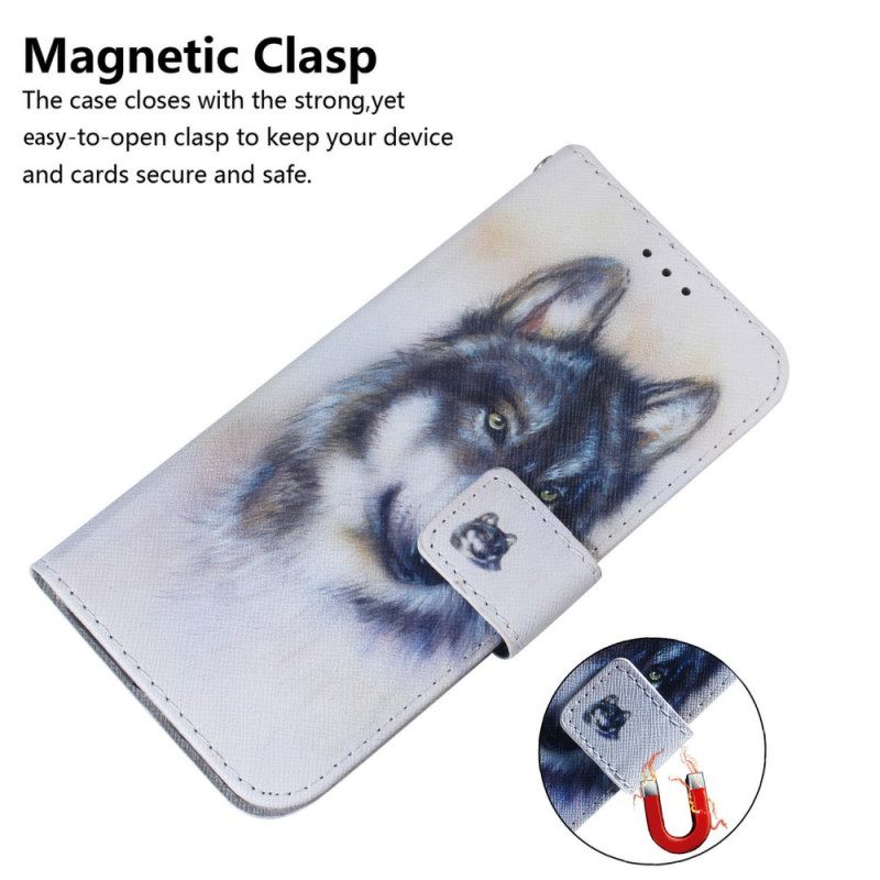 Δερματινη Θηκη Realme C75 Λύκος Σε Ακουαρέλα