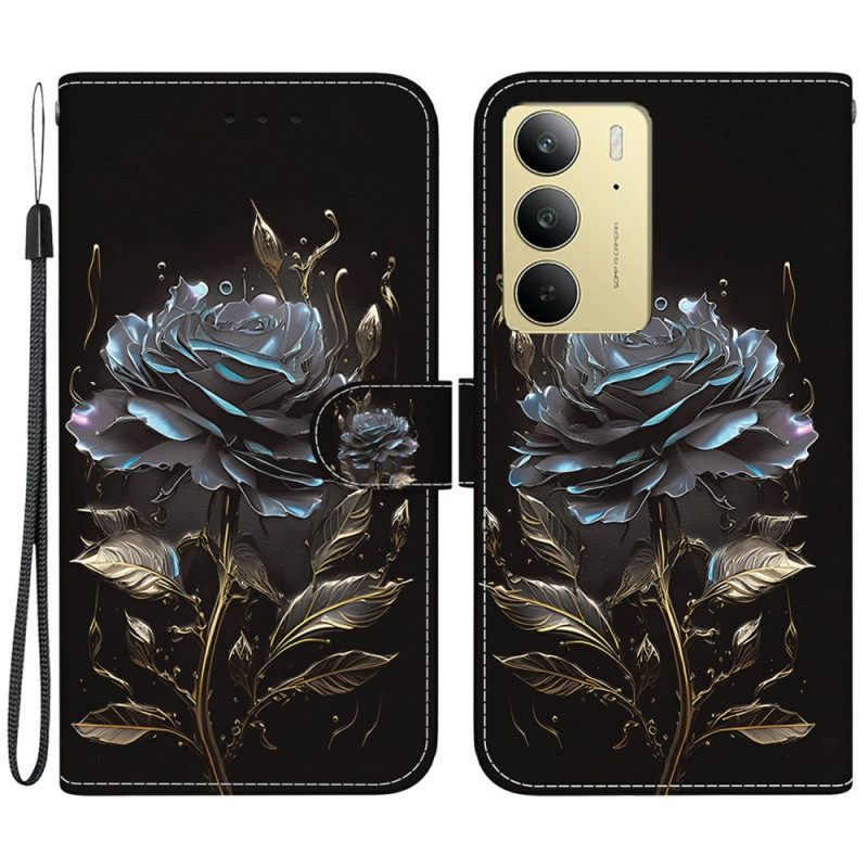 Δερματινη Θηκη Realme C75 Μαύρο Τριαντάφυλλο