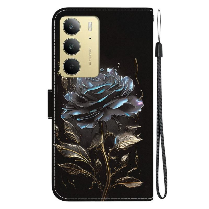 Δερματινη Θηκη Realme C75 Μαύρο Τριαντάφυλλο