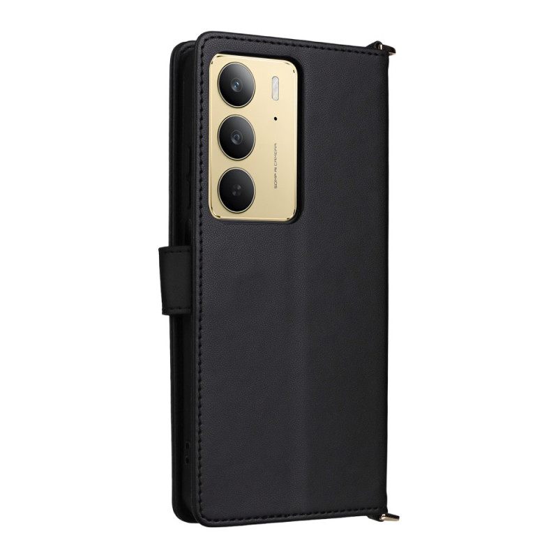 Δερματινη Θηκη Realme C75 Premium Design Με Λουράκι Και Λουράκι Ώμου Σιλικόνης