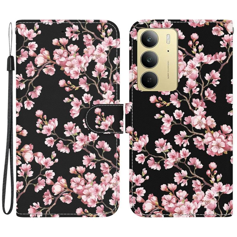 Δερματινη Θηκη Realme C75 Σχέδιο Άνθους Δαμασκηνιάς Σιλικόνης