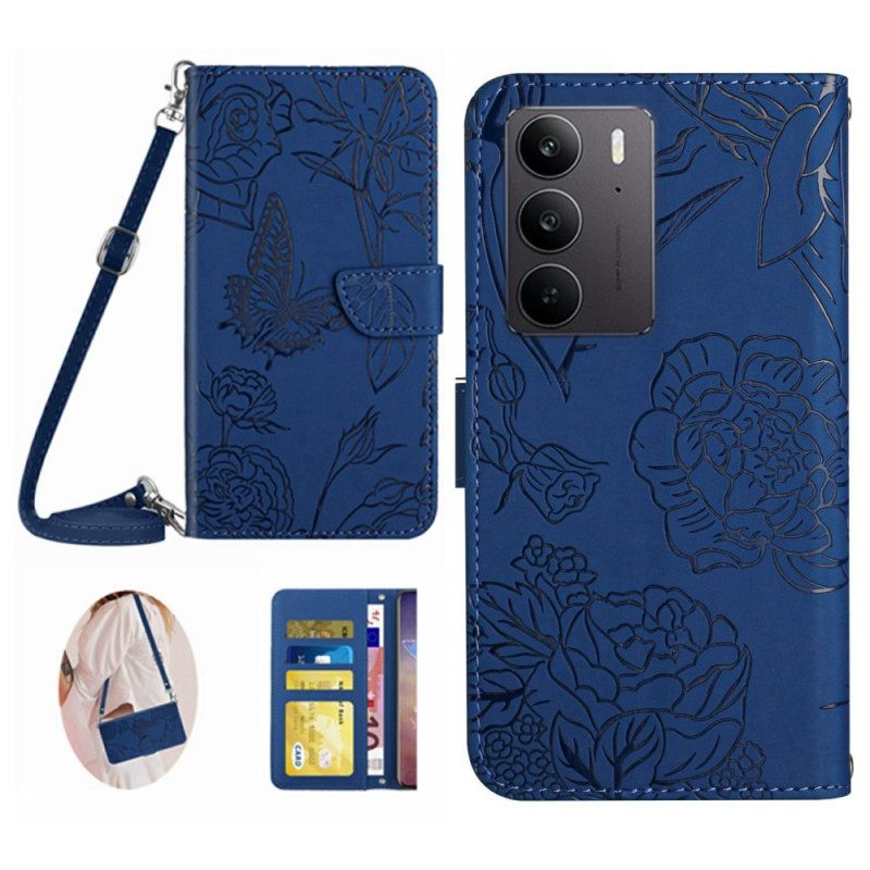 Δερματινη Θηκη Realme C75 Τσάντα Crossbody Με Στάμπα Πεταλούδας