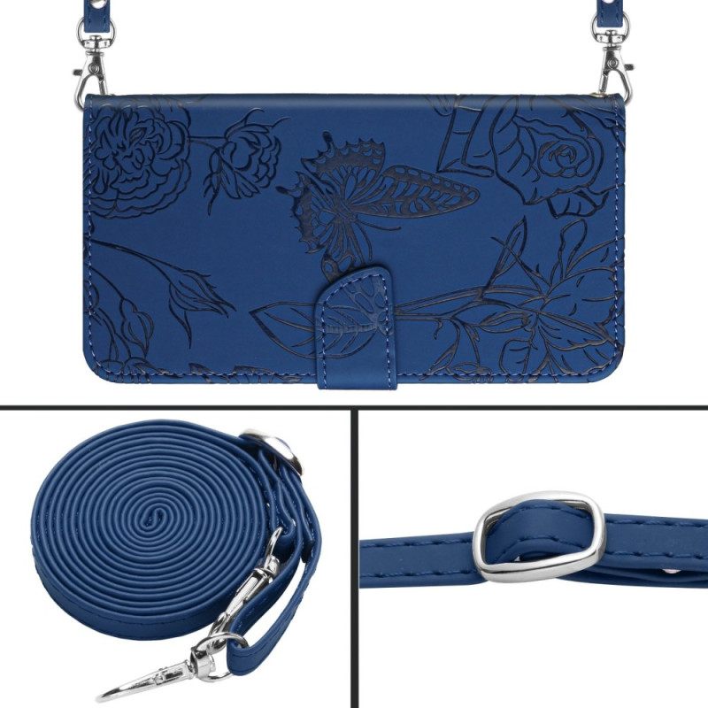 Δερματινη Θηκη Realme C75 Τσάντα Crossbody Με Στάμπα Πεταλούδας