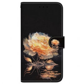 Δερματινη Θηκη Realme C75 Χρυσή Παιώνια Σιλικόνης