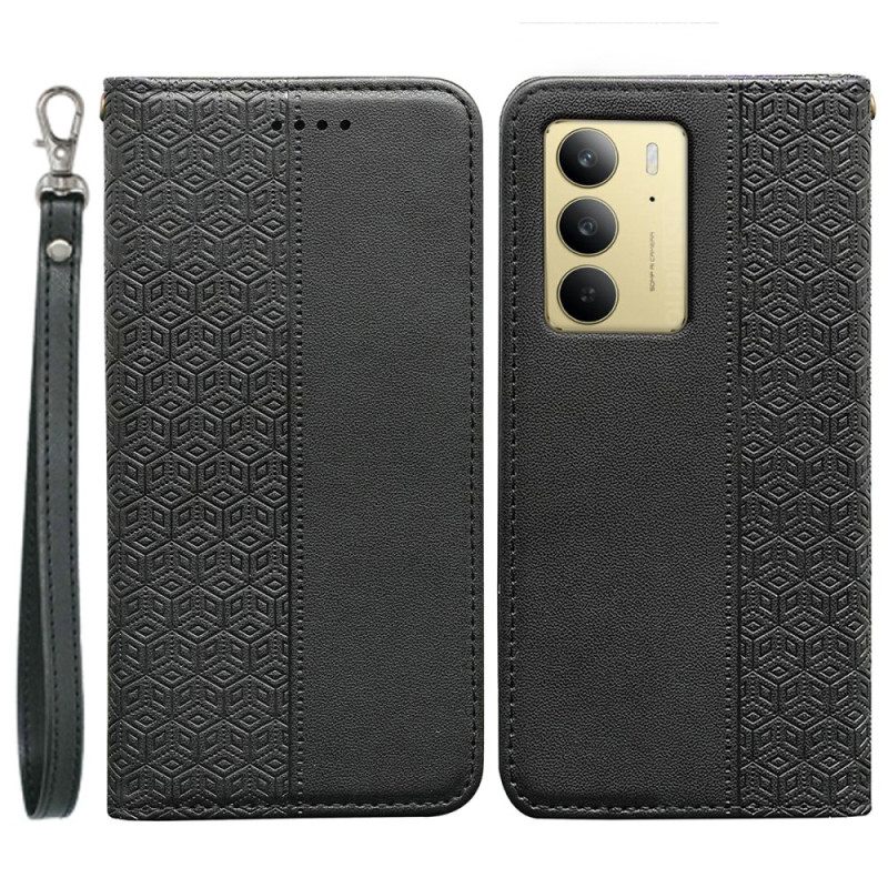 Δερματινη Θηκη Realme C75 Ζωφόρος Με Πλακάκια Και Λουράκι