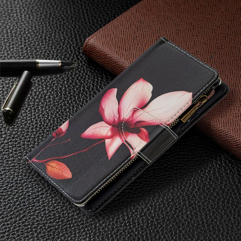 δερματινη θηκη Samsung Galaxy A42 5G Τσέπη Με Φερμουάρ Λουλουδιών