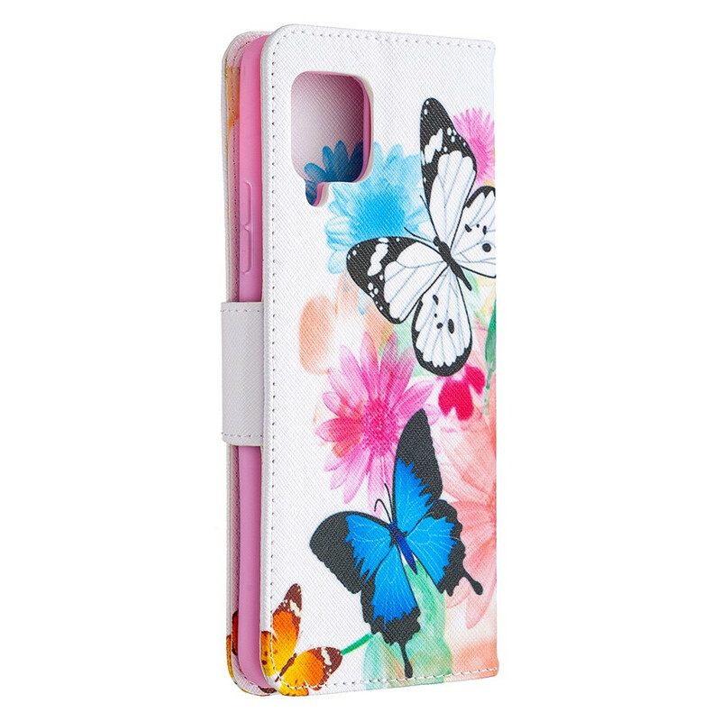 Κάλυμμα Samsung Galaxy A42 5G Ζωγραφισμένες Πεταλούδες Και Λουλούδια