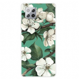 θηκη κινητου Samsung Galaxy A42 5G Βαμμένα Λευκά Λουλούδια