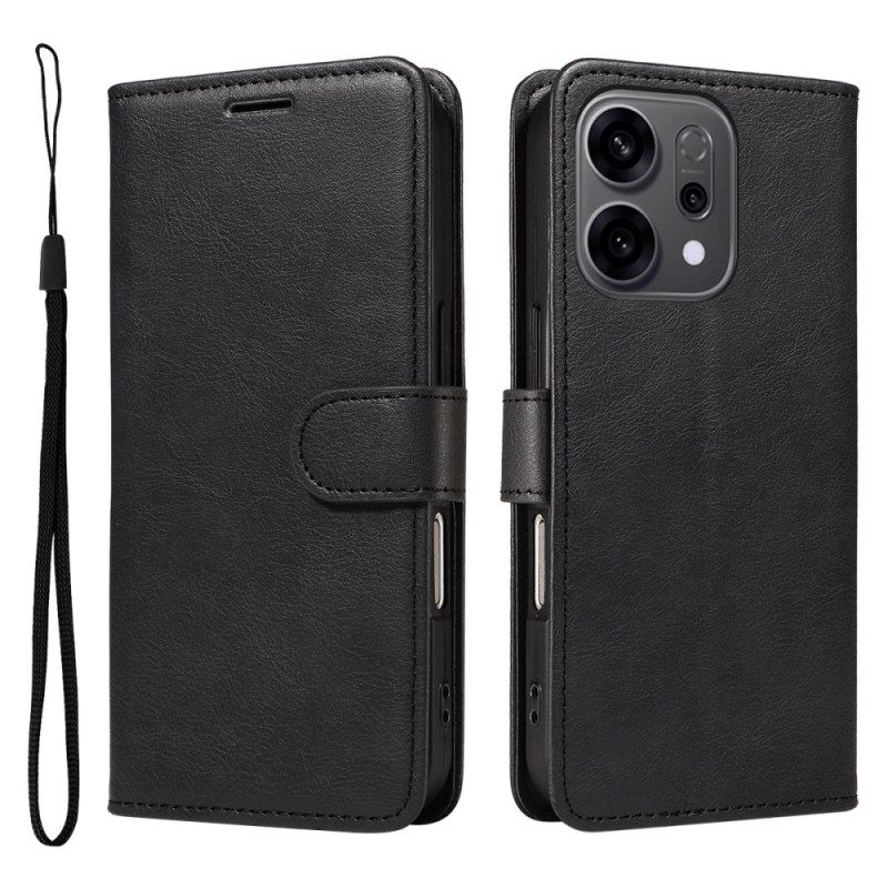 Δερματινη Θηκη Oppo Reno 14 5g Μονόχρωμο Λουράκι Σιλικόνης