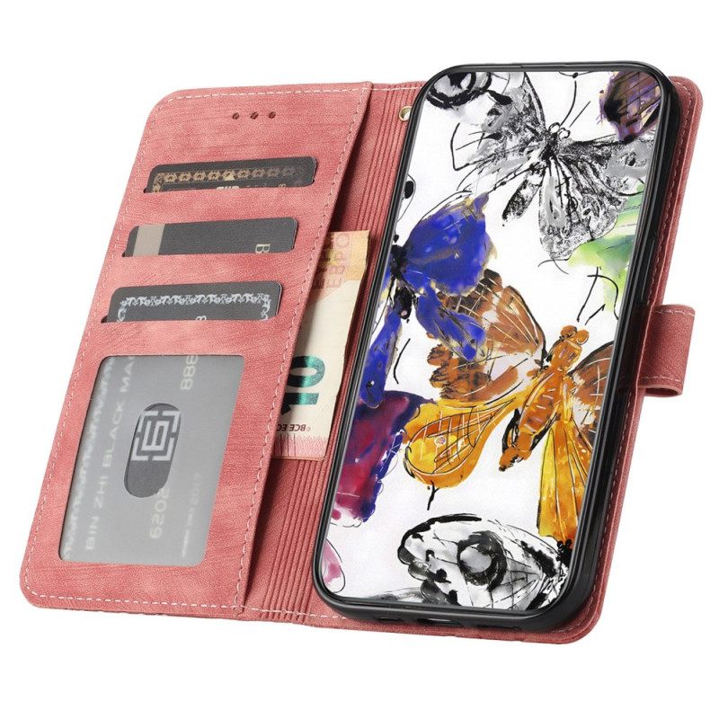 Δερματινη Θηκη Oppo Reno 14 5g Πεταλούδες Με Εφέ Σουέτ