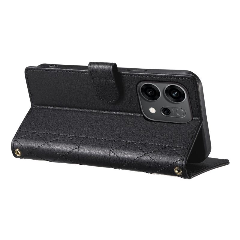 Θηκη Κινητου Oppo Reno 14 5g Καπιτονέ Στυλ Με Λουράκι Και Λουράκι Ώμου