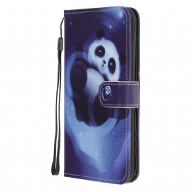 δερματινη θηκη Samsung Galaxy A21s με κορδονι Διαστημικό Panda Με Κορδόνι