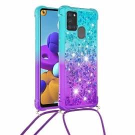 θηκη κινητου Samsung Galaxy A21s Glitter Και Κορδόνι Σιλικόνης