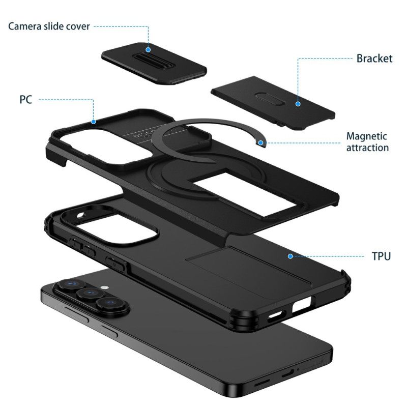 Κάλυμμα Samsung Galaxy S26 Συρόμενη Μαγνητική Βάση Και Θήκη Κάμερας Σιλικόνης