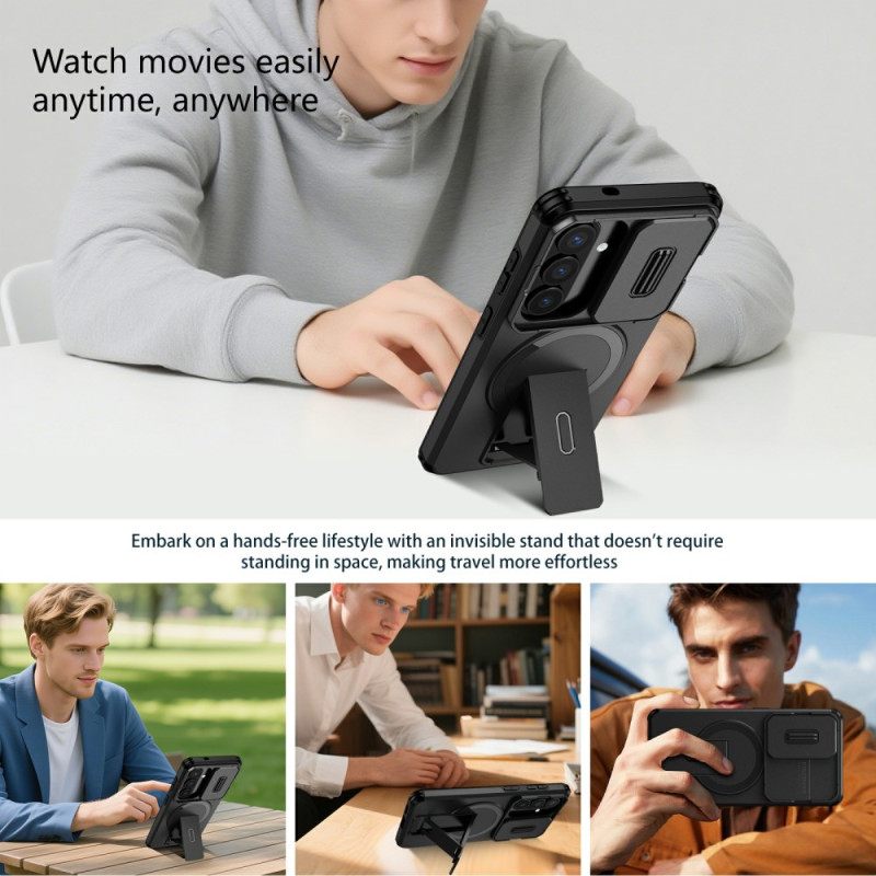 Κάλυμμα Samsung Galaxy S26 Συρόμενη Μαγνητική Βάση Και Θήκη Κάμερας Σιλικόνης