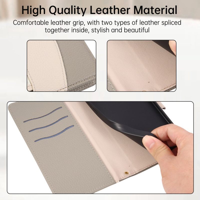 Lederhüllen Für Samsung Galaxy S26 Zweifarbige Geldbörse Mit Reißverschluss