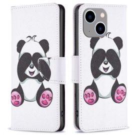 δερματινη θηκη iPhone 14 Plus Panda Fun