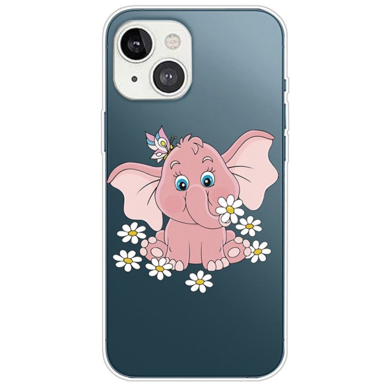 Θήκη iPhone 14 Plus Διαφανής Ροζ Ελέφαντας