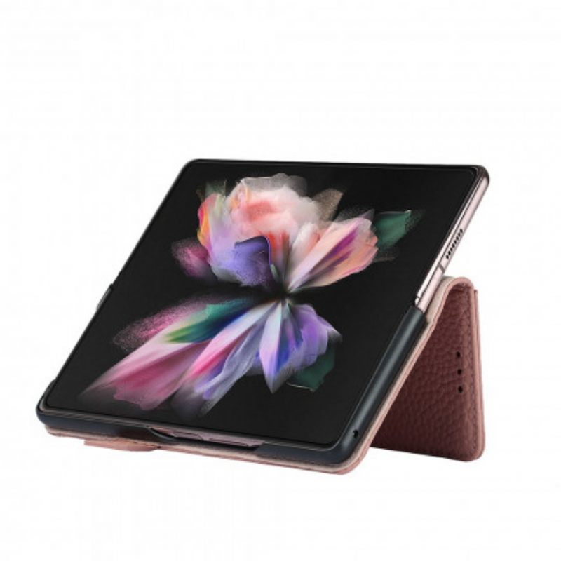 Κάλυμμα Samsung Galaxy Z Fold 3 5G Γνήσιο Δέρμα Litchi