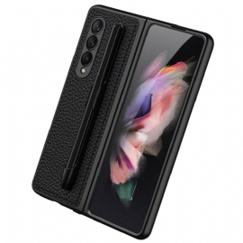θηκη κινητου Samsung Galaxy Z Fold 3 5G Δερμάτινη Θήκη Γραφίδας Litchi Gkk