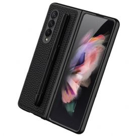 θηκη κινητου Samsung Galaxy Z Fold 3 5G Δερμάτινη Θήκη Γραφίδας Litchi Gkk