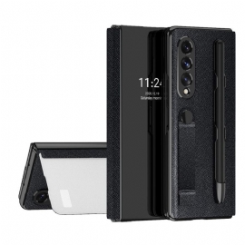 θηκη κινητου Samsung Galaxy Z Fold 3 5G Θήκη Flip Θήκη Και Λουράκι Για Στυλό Καθρέφτη