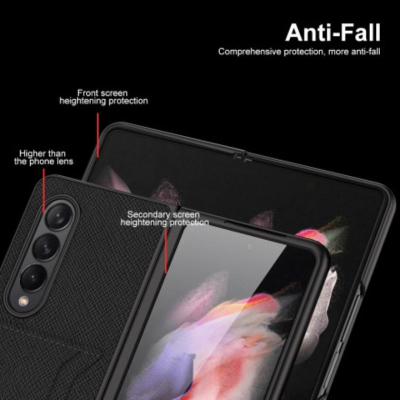 Θήκη Samsung Galaxy Z Fold 3 5G Πλεκτή Δερμάτινη Θήκη Κάρτας Gkk