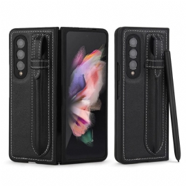 Θήκη Samsung Galaxy Z Fold 3 5G Στήριγμα Γραφίδας Από Γνήσιο Δέρμα