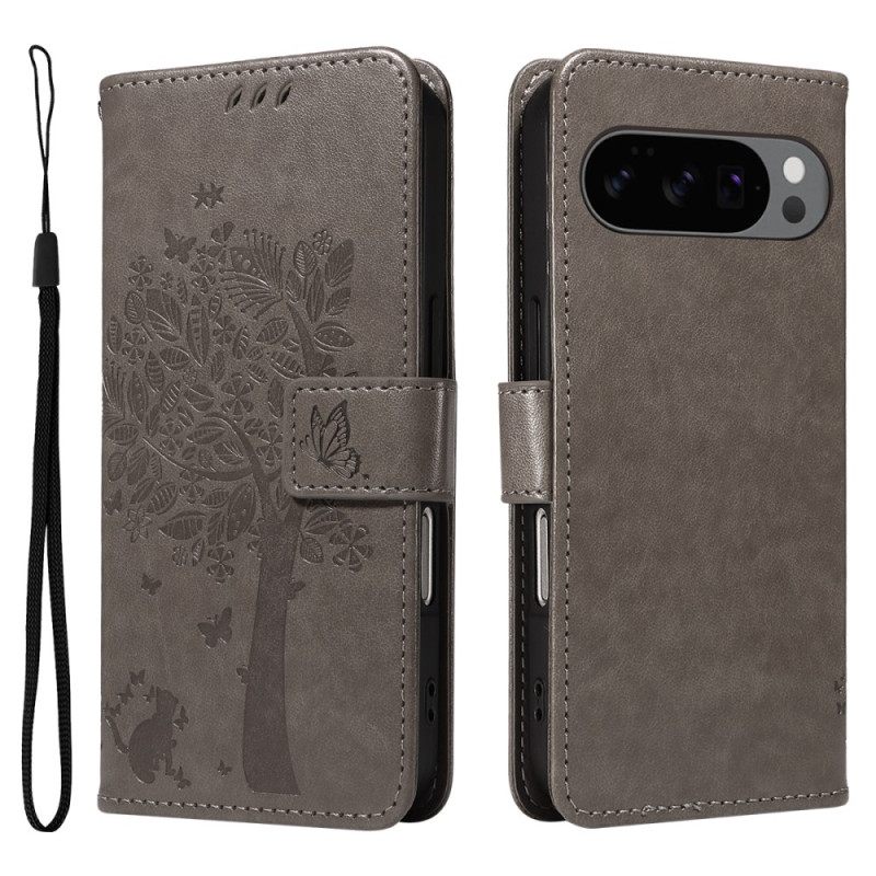 Δερματινη Θηκη Google Pixel 10 / 10 Pro Δέντρο Και Γάτα