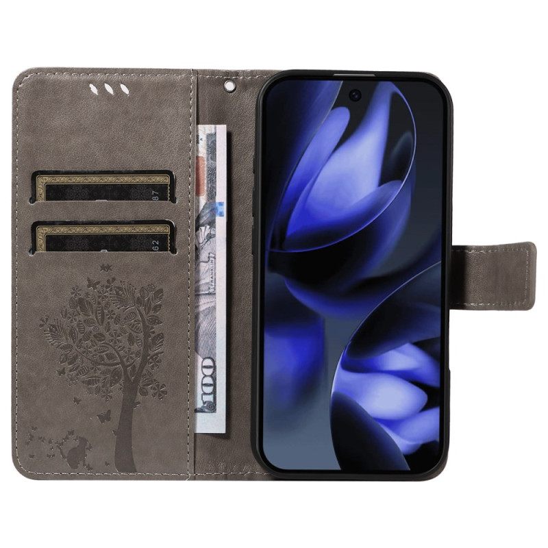 Δερματινη Θηκη Google Pixel 10 / 10 Pro Δέντρο Και Γάτα