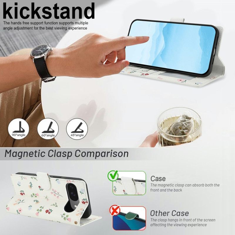 Δερματινη Θηκη Google Pixel 10 / 10 Pro Λουλουδάτο Λουράκι