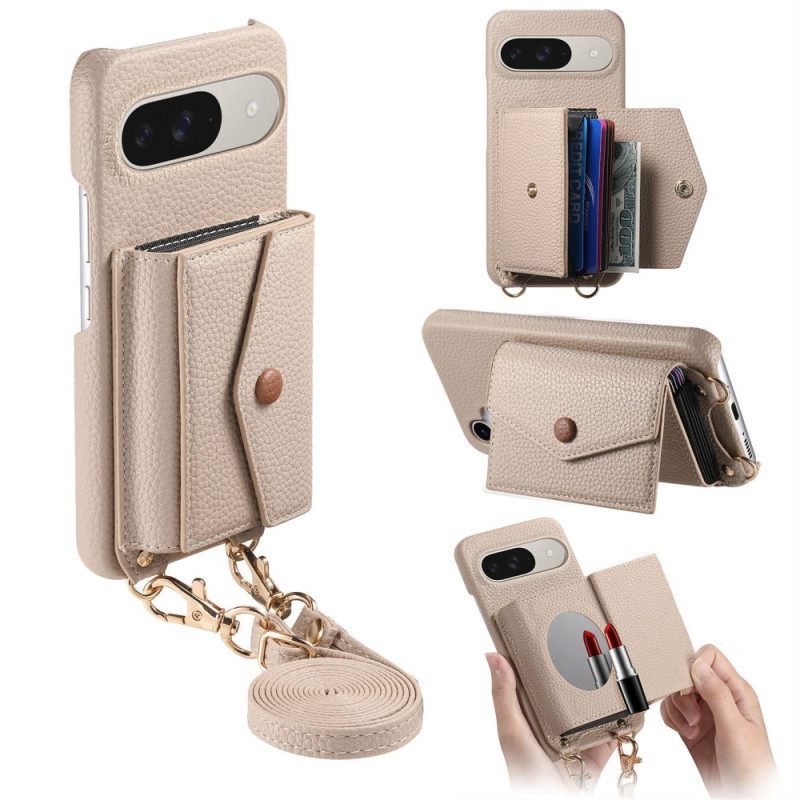 Κάλυμμα Google Pixel 10 / 10 Pro Θήκες Κινητών Θήκη Καρτών Με Καθρέφτη 9 Και Ιμάντα Ώμου