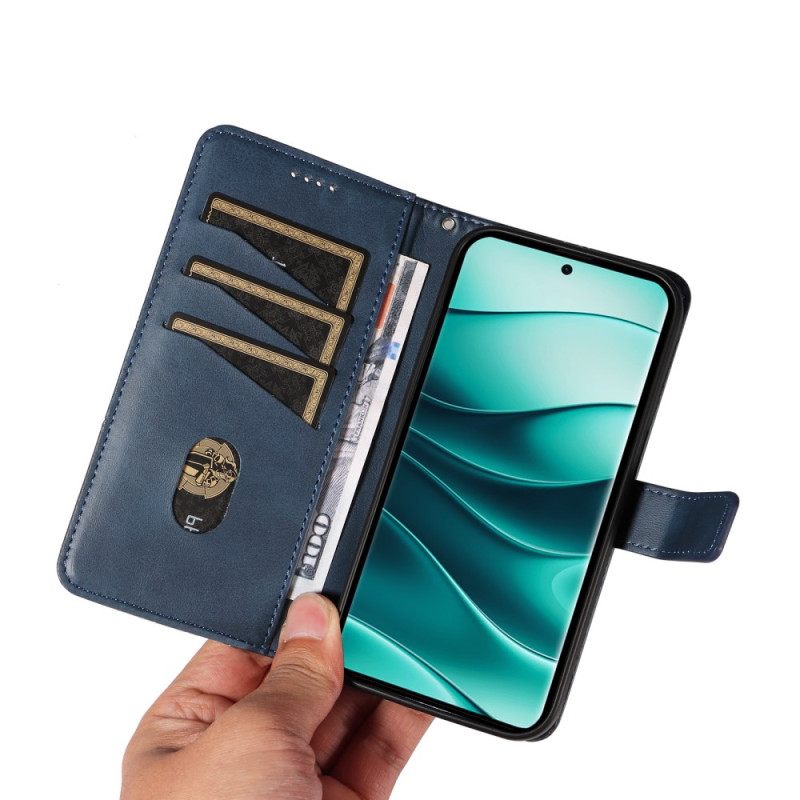 Δερματινη Θηκη Xiaomi Redmi Note 14 Pro 5g Δίχρωμο Λουρί Γραμμές Σιλικόνης