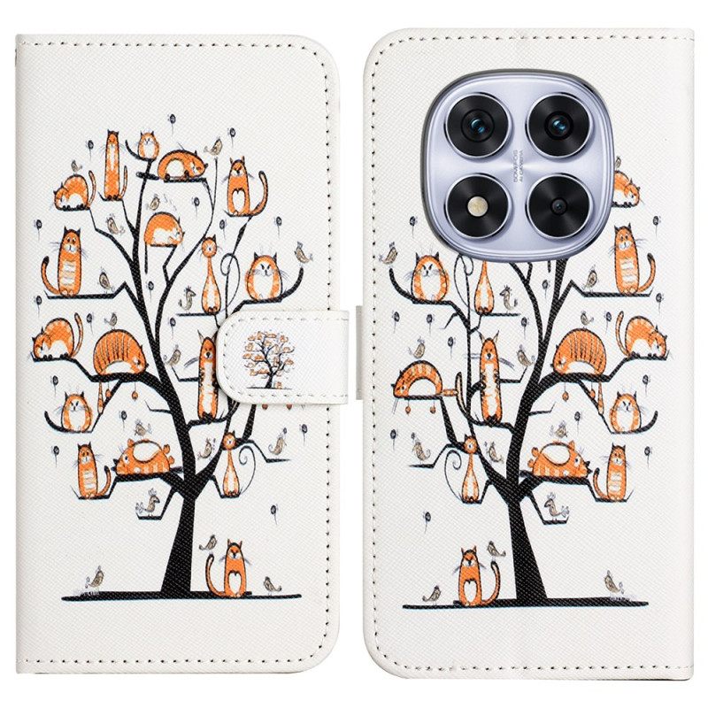 Δερματινη Θηκη Xiaomi Redmi Note 14 Pro 5g Γάτα Σε Δέντρο Σιλικόνης