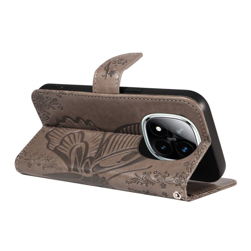 Δερματινη Θηκη Xiaomi Redmi Note 14 Pro 5g Γραφική Πεταλούδα Σιλικόνης