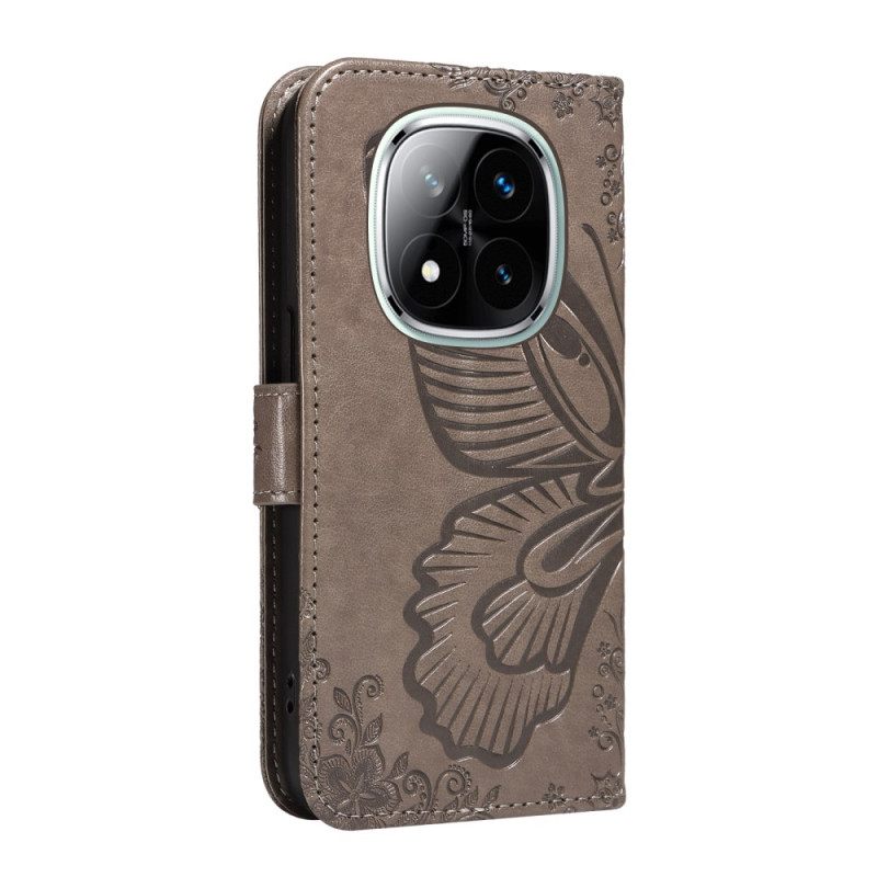 Δερματινη Θηκη Xiaomi Redmi Note 14 Pro 5g Γραφική Πεταλούδα Σιλικόνης