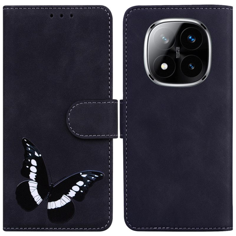 Δερματινη Θηκη Xiaomi Redmi Note 14 Pro 5g Πεταλούδα Σιλικόνης