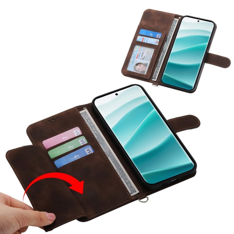 Δερματινη Θηκη Xiaomi Redmi Note 14 Pro 5g Σχέδιο Δαντέλας Με Λουρί Και Λουρί Ώμου