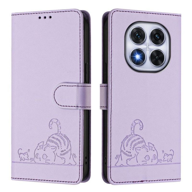 Lederhüllen Xiaomi Redmi Note 14 Pro 5g Handyhülle Rfid-schutz Mit Katzenmotiv