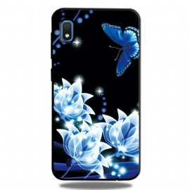 Θήκη Samsung Galaxy A10 Πεταλούδα Και Μπλε Λουλούδια