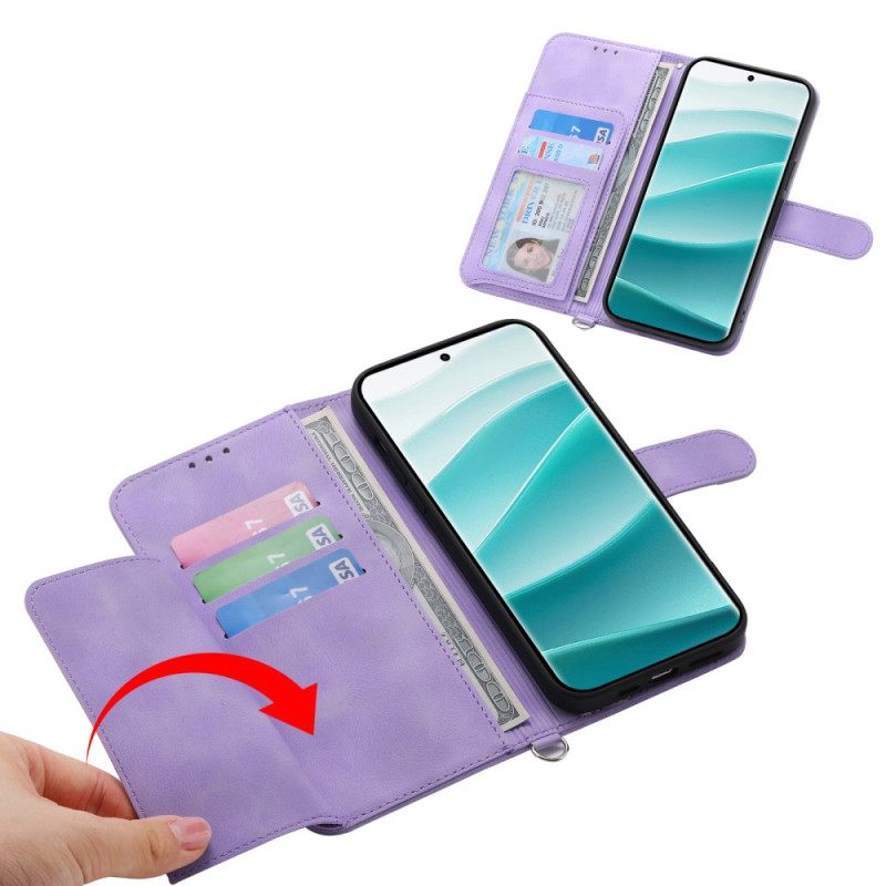 Δερματινη Θηκη Poco C71 Δαντέλα Με Λουλούδια Με Κορδόνι Και Ιμάντα Ώμου Σιλικόνης