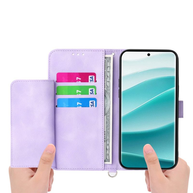 Δερματινη Θηκη Poco C71 Δαντέλα Με Λουλούδια Με Κορδόνι Και Ιμάντα Ώμου Σιλικόνης