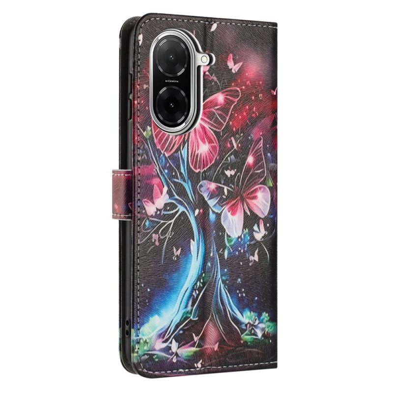 Δερματινη Θηκη Poco C71 Δέντρο Και Πεταλούδες Σιλικόνης