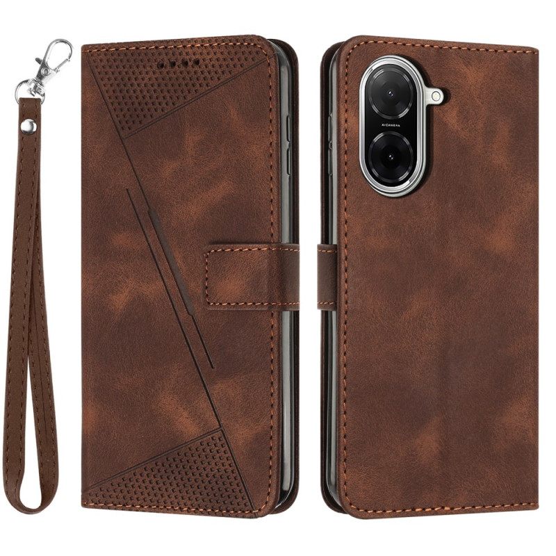 Δερματινη Θηκη Poco C71 Γραμμικό Σχέδιο Με Λουρί