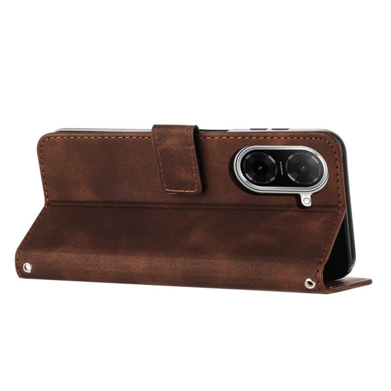 Δερματινη Θηκη Poco C71 Γραμμικό Σχέδιο Με Λουρί