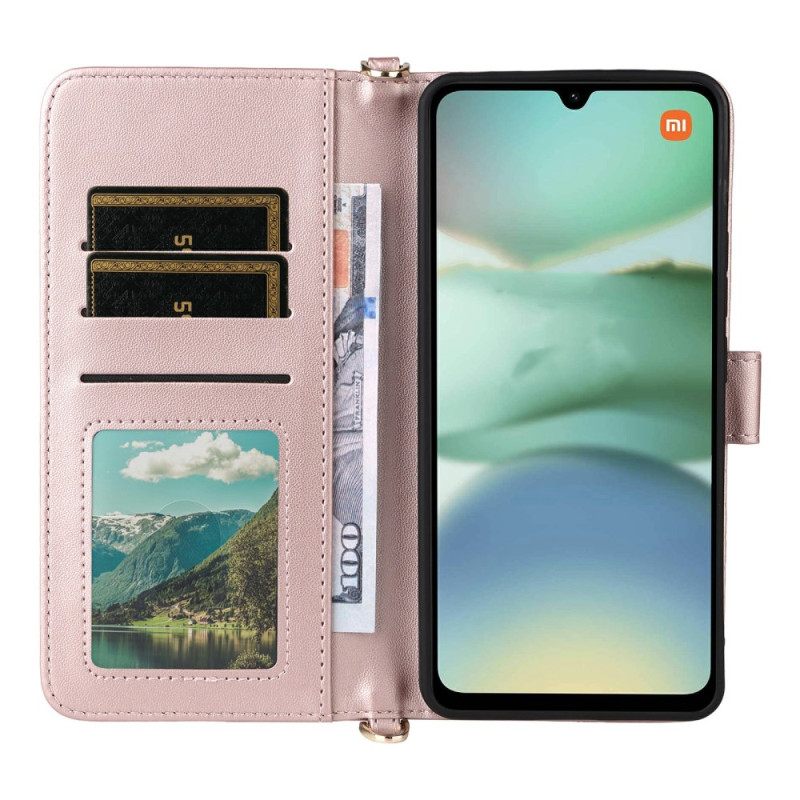 Δερματινη Θηκη Poco C71 Καπιτονέ Πορτοφόλι Με Λουράκι Και Ιμάντα Ώμου