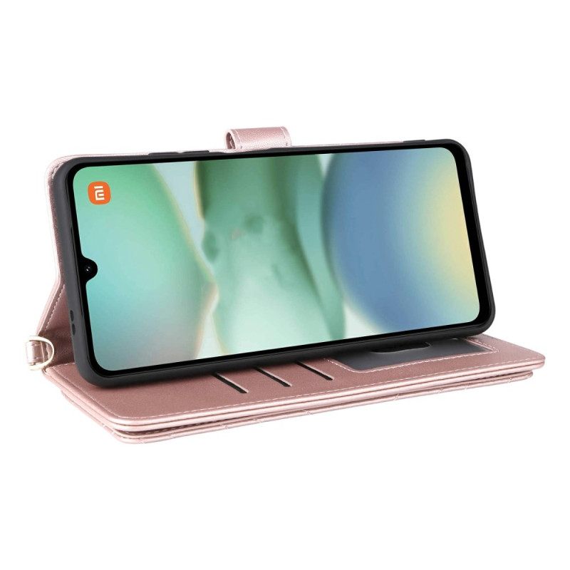 Δερματινη Θηκη Poco C71 Καπιτονέ Πορτοφόλι Με Λουράκι Και Ιμάντα Ώμου