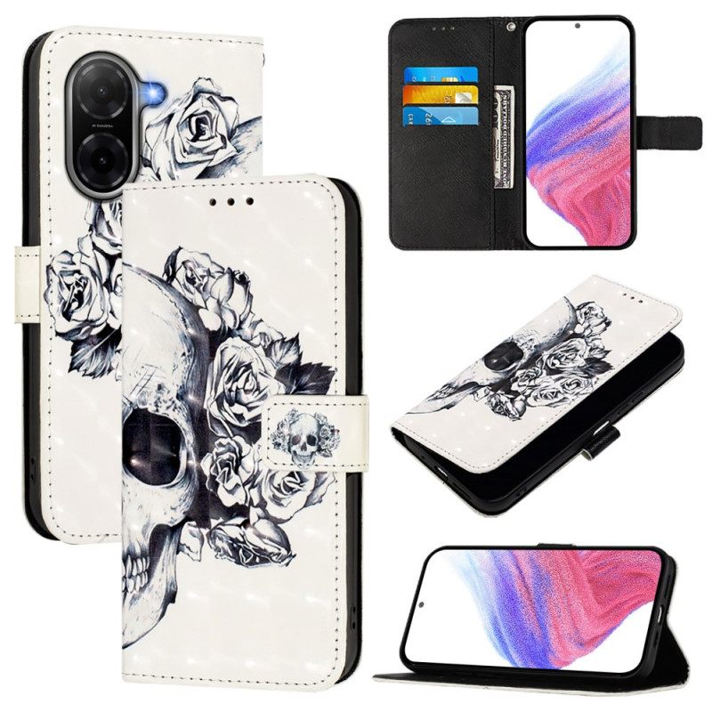 Δερματινη Θηκη Poco C71 Λουλουδάτο Κρανίο Σιλικόνης